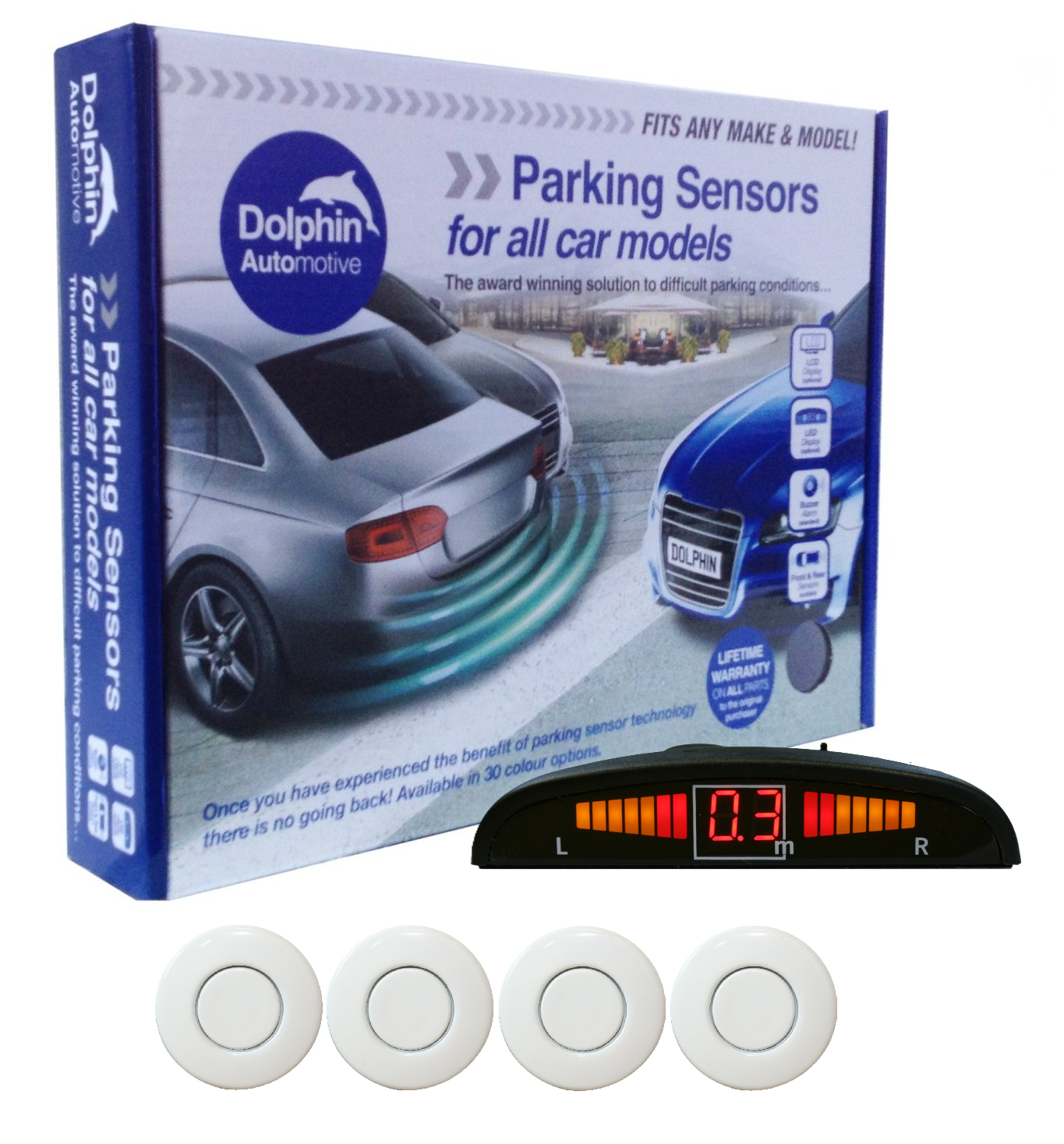 4 Rear Parking Sensors - Audio Wireless Link Dash Display