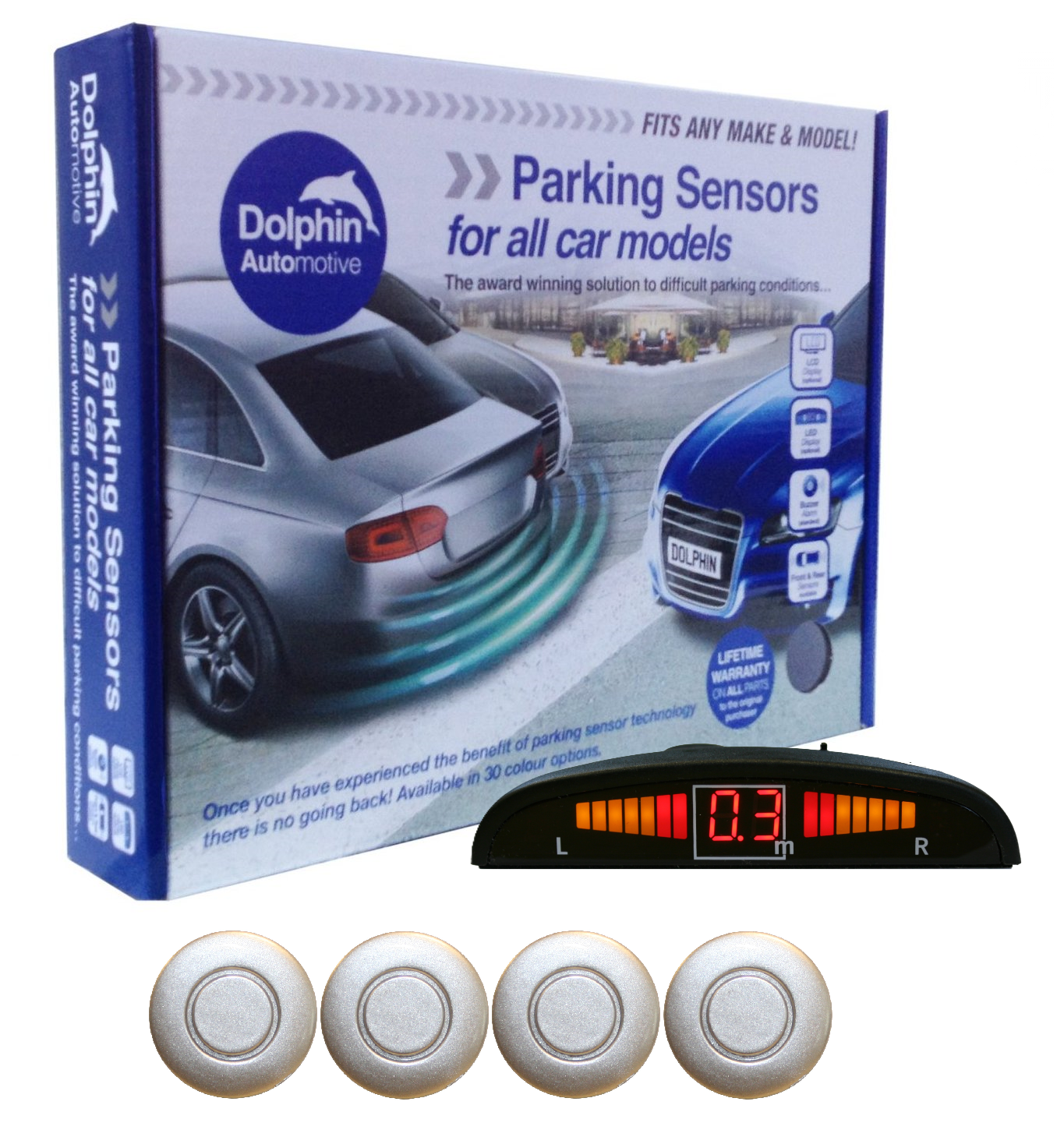 4 Rear Parking Sensors - Audio Wireless Link Dash Display
