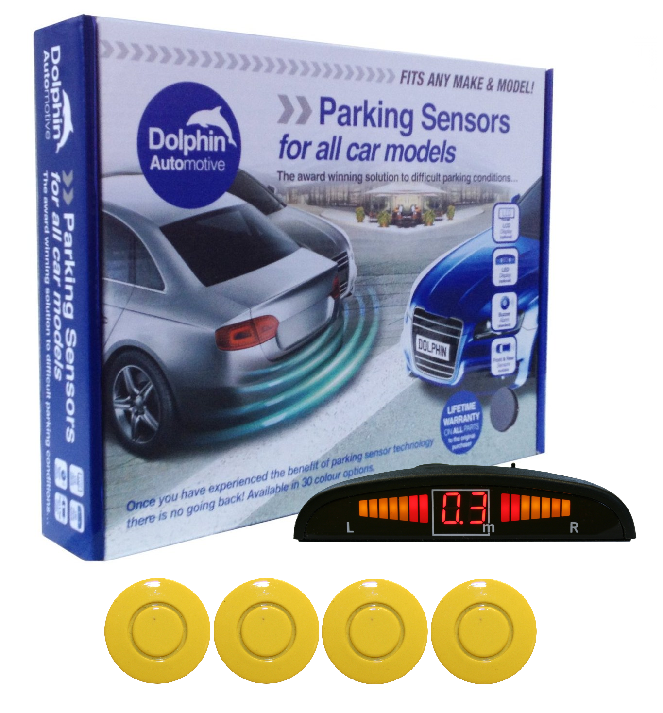 4 Rear Parking Sensors - Audio Wireless Link Dash Display