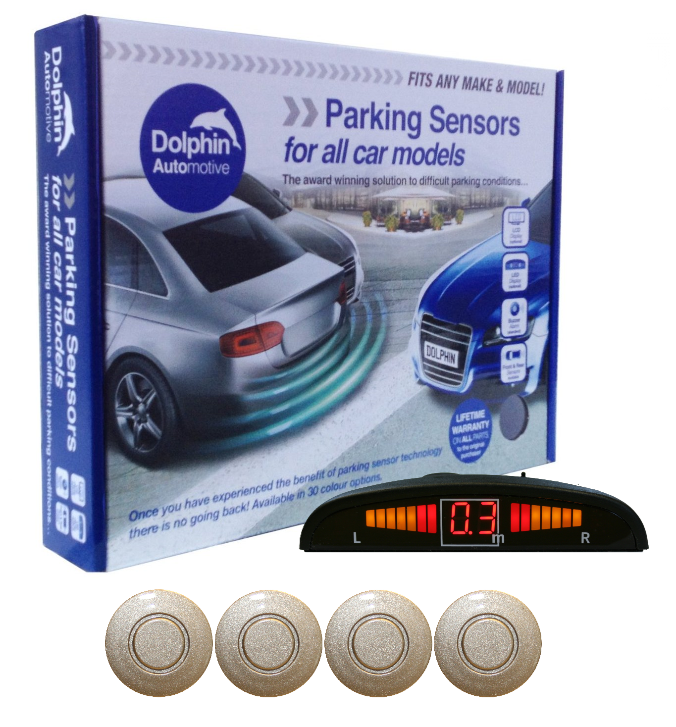 4 Rear Parking Sensors - Audio Wireless Link Dash Display