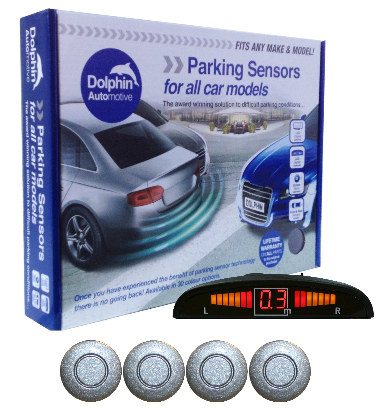 4 Rear Parking Sensors - Audio Wireless Link Dash Display