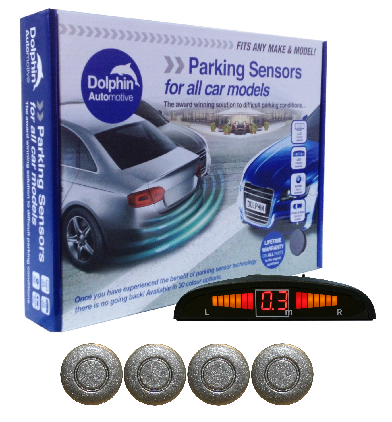 4 Rear Parking Sensors - Audio Wireless Link Dash Display