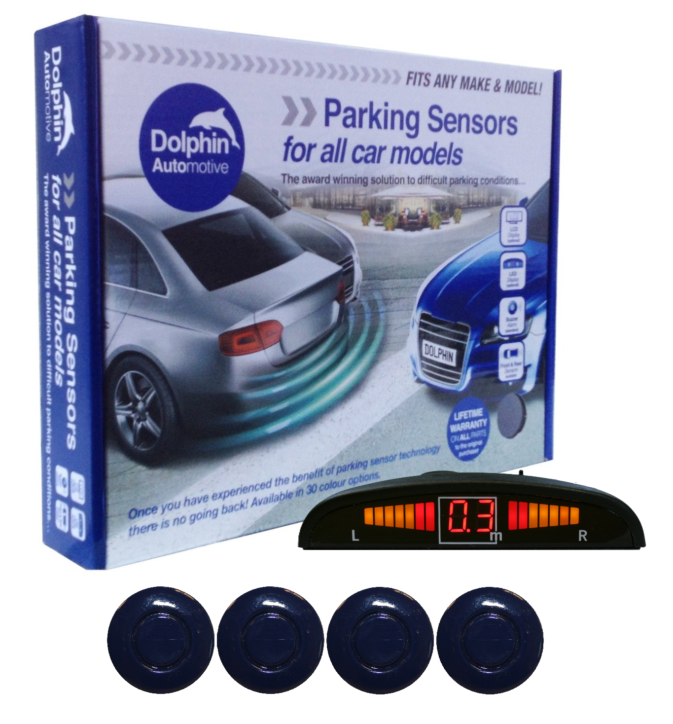 4 Rear Parking Sensors - Audio Wireless Link Dash Display