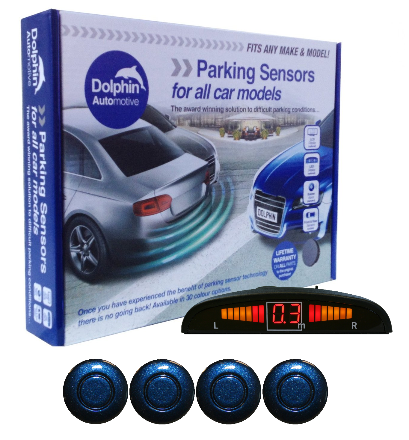 4 Rear Parking Sensors - Audio Wireless Link Dash Display