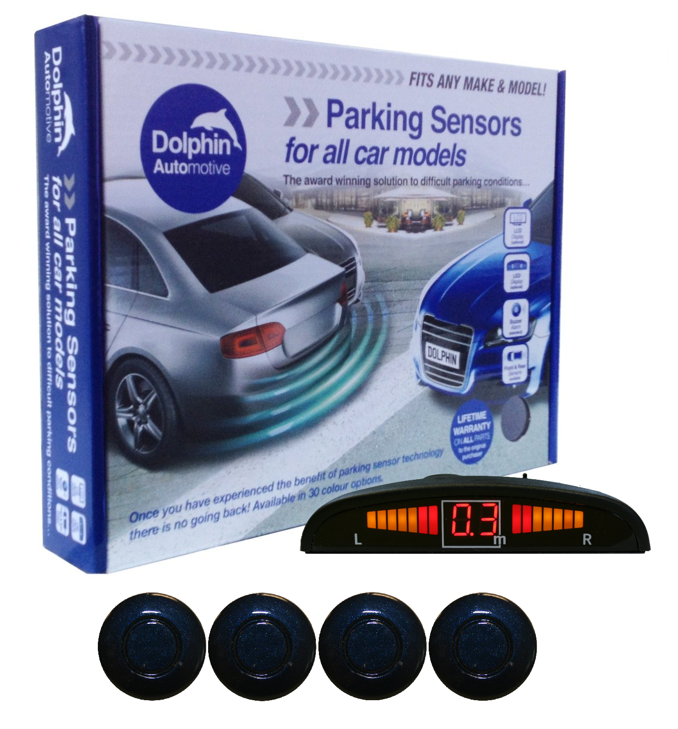 4 Rear Parking Sensors - Audio Wireless Link Dash Display