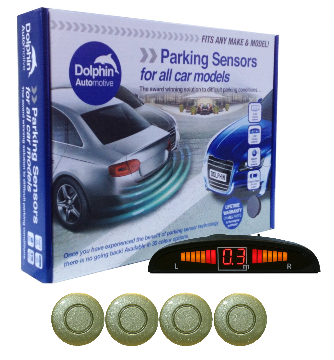 4 Rear Parking Sensors - Audio Wireless Link Dash Display