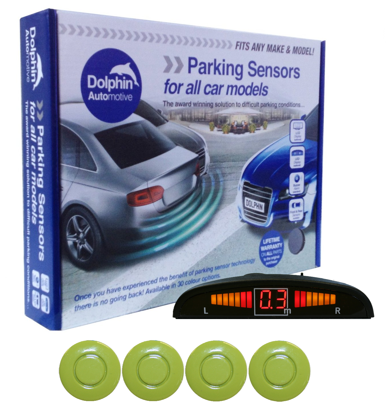 4 Rear Parking Sensors - Audio Wireless Link Dash Display