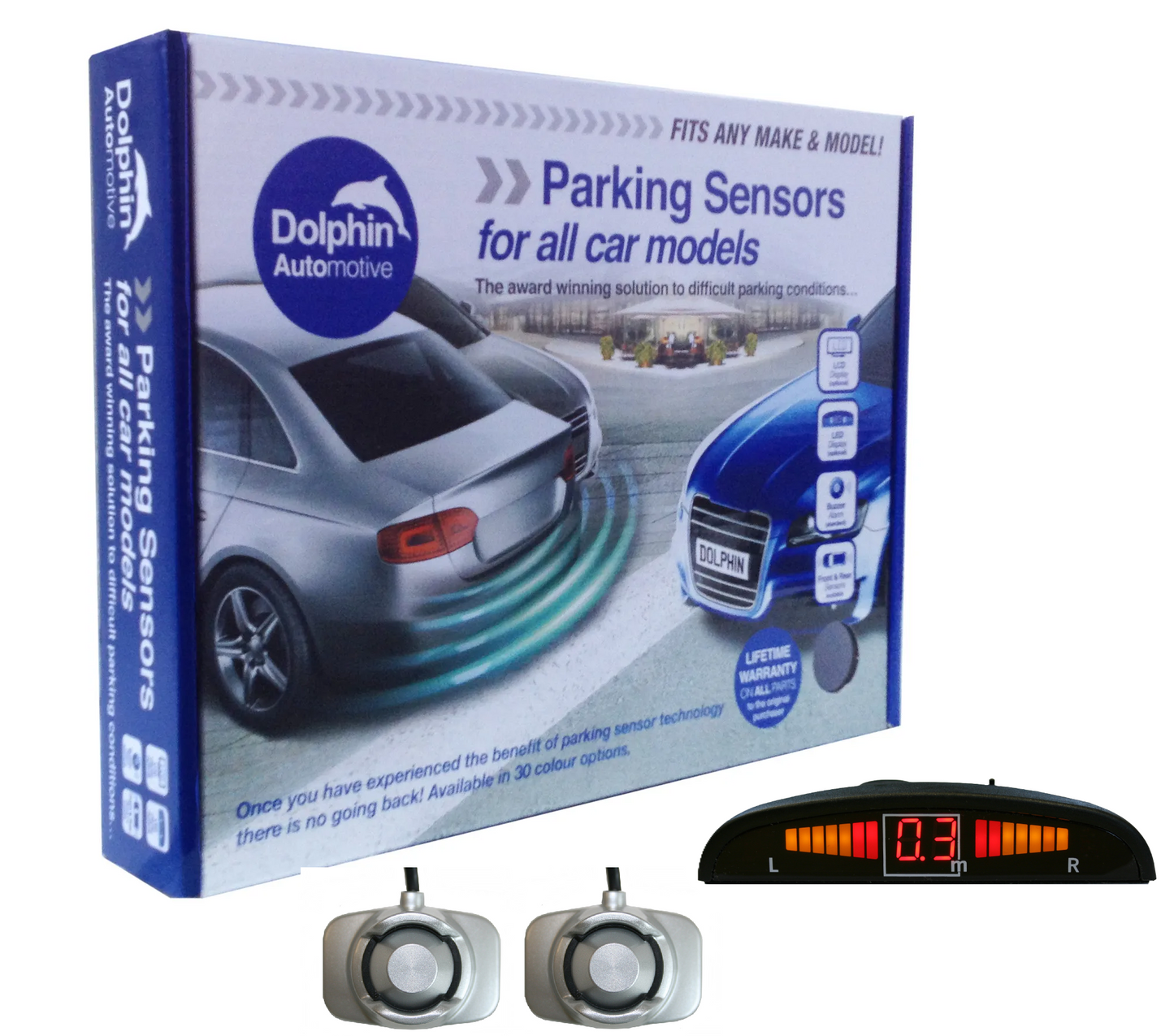 2 Adhesive Backed Sensors with Beeping Dashboard Display
