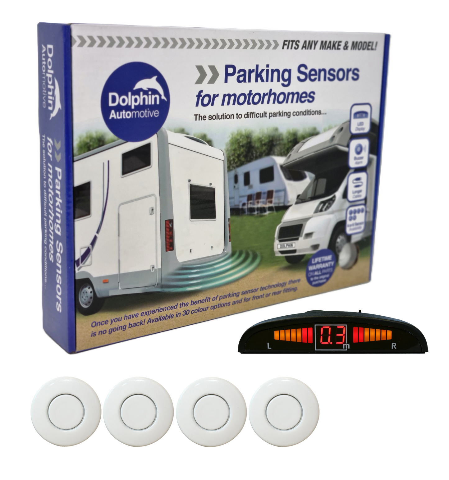 4 Reversing Sensors with Dashboard Display - For Motorhomes & Vans