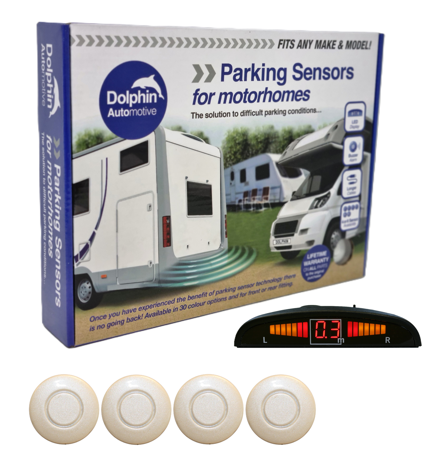 4 Reversing Sensors with Dashboard Display - For Motorhomes & Vans