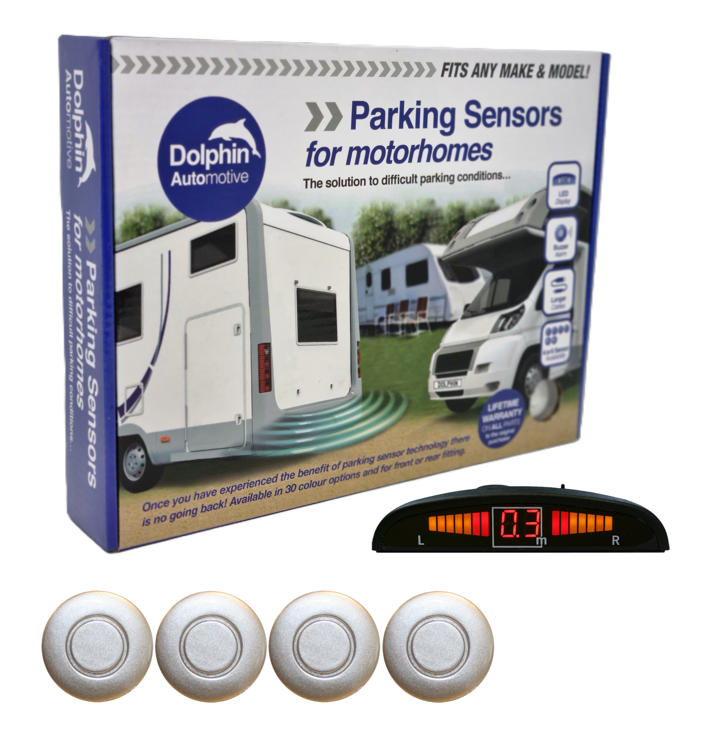 4 Reversing Sensors with Dashboard Display - For Motorhomes & Vans
