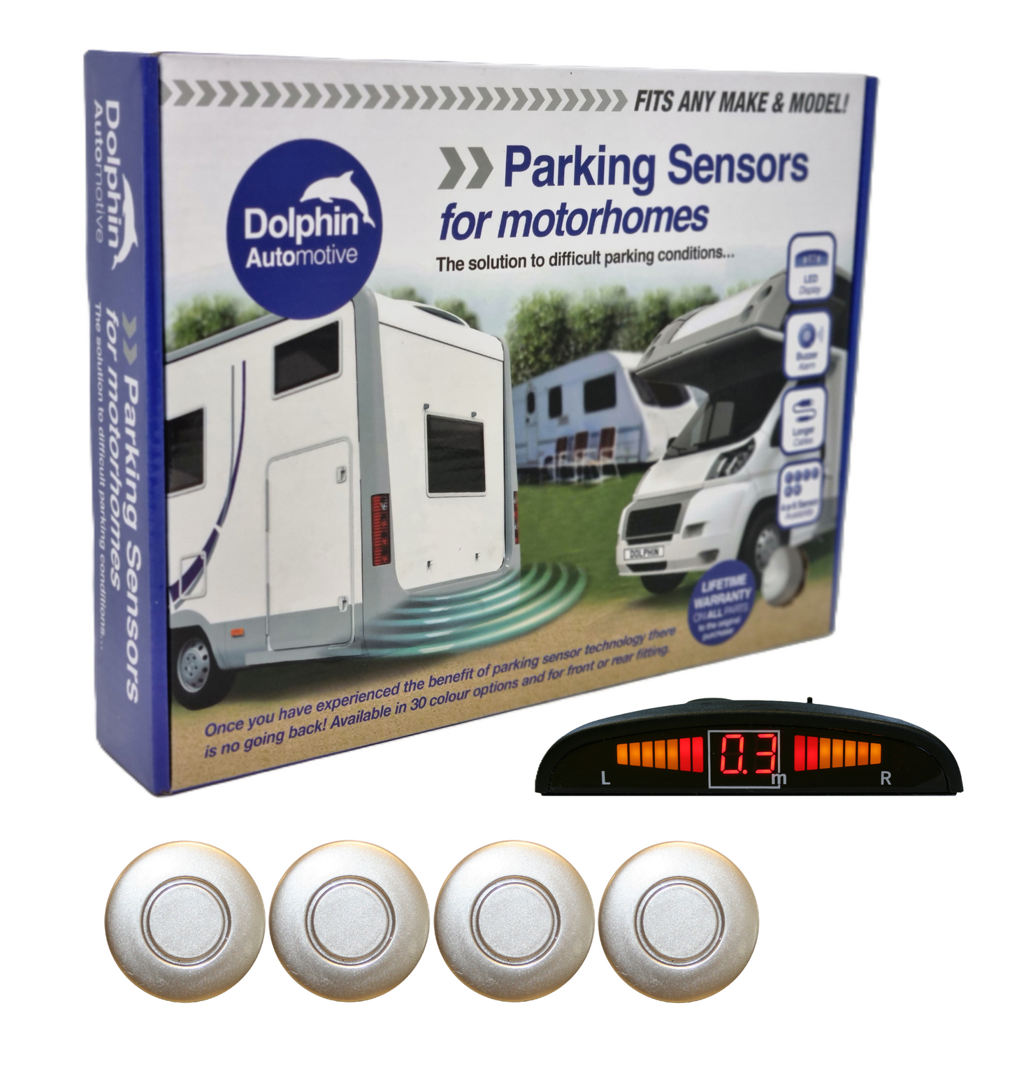 4 Reversing Sensors with Dashboard Display - For Motorhomes & Vans