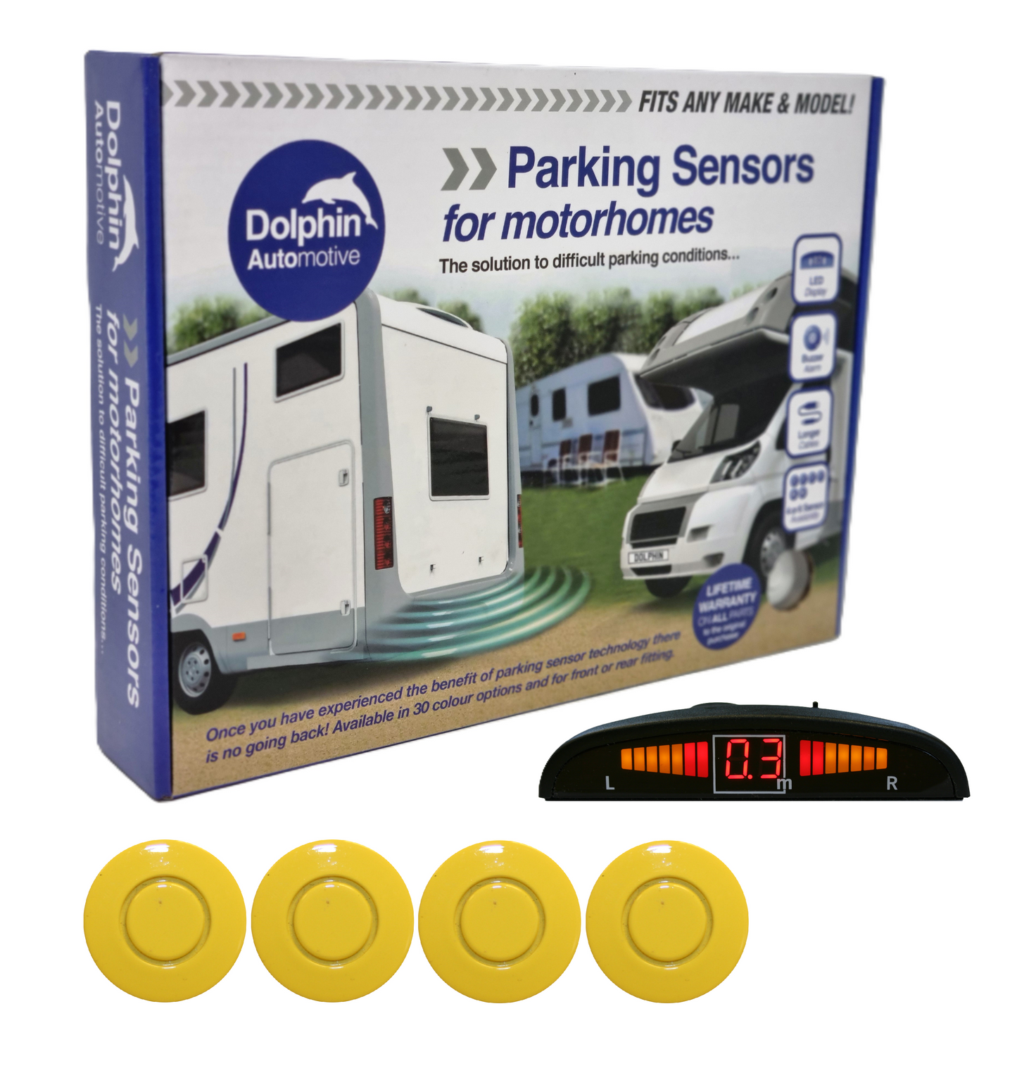 4 Reversing Sensors with Dashboard Display - For Motorhomes & Vans