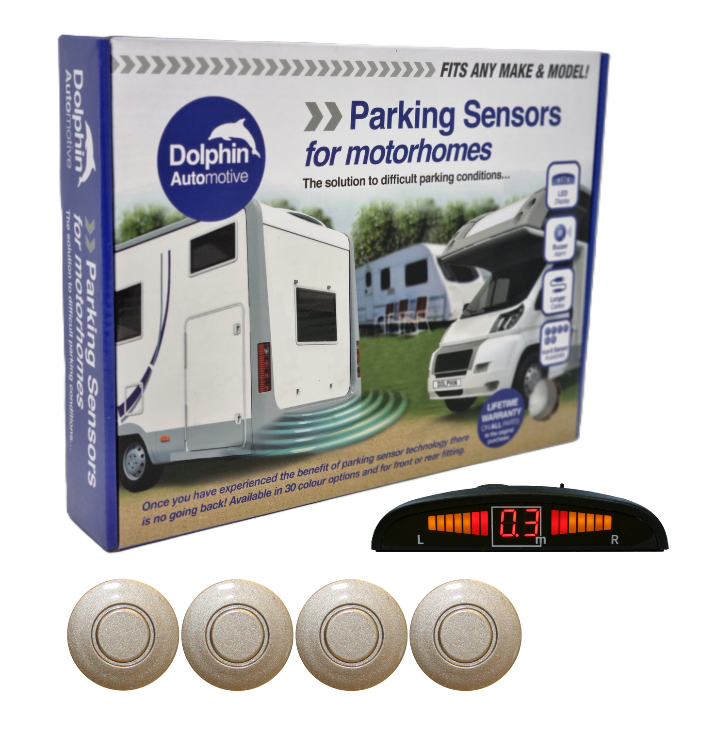 4 Reversing Sensors with Dashboard Display - For Motorhomes & Vans