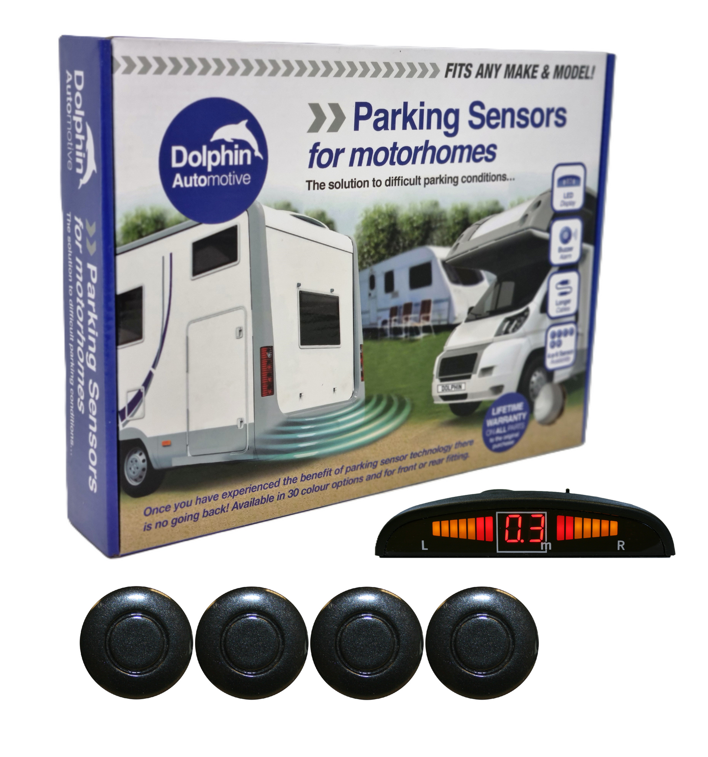 4 Reversing Sensors with Dashboard Display - For Motorhomes & Vans