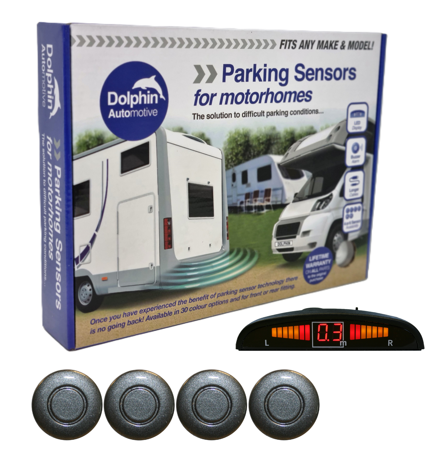 4 Reversing Sensors with Dashboard Display - For Motorhomes & Vans