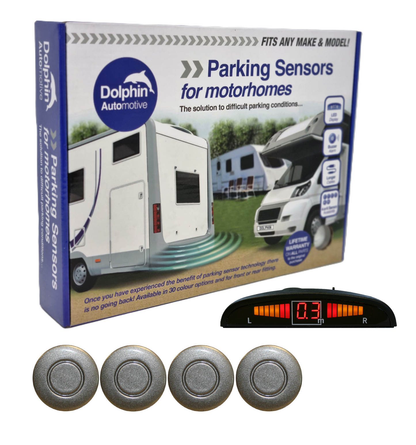 4 Reversing Sensors with Dashboard Display - For Motorhomes & Vans