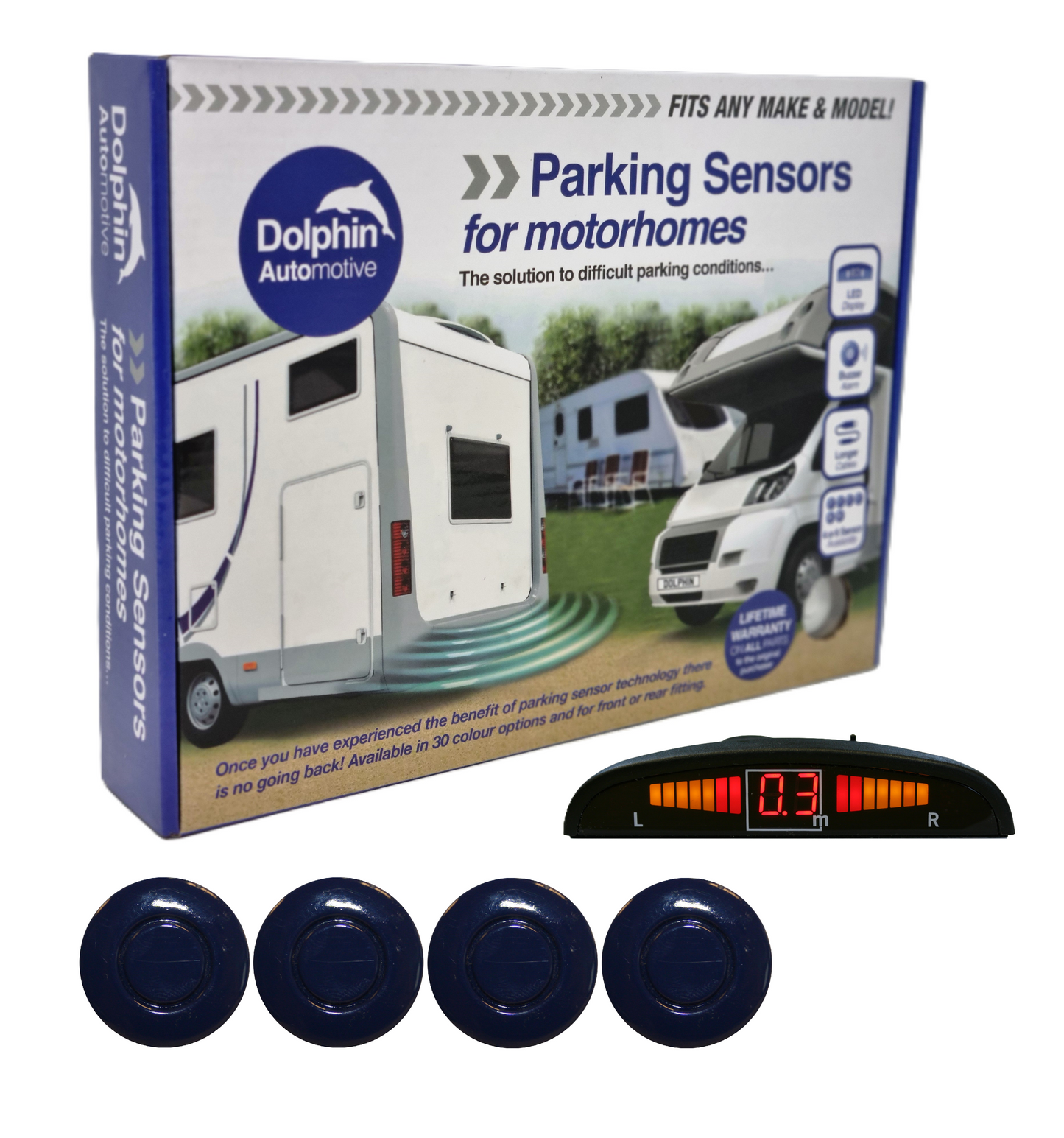 4 Reversing Sensors with Dashboard Display - For Motorhomes & Vans