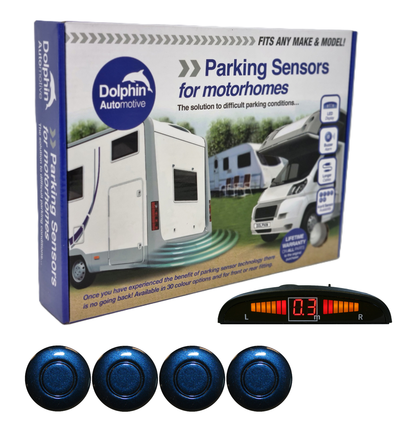 4 Reversing Sensors with Dashboard Display - For Motorhomes & Vans