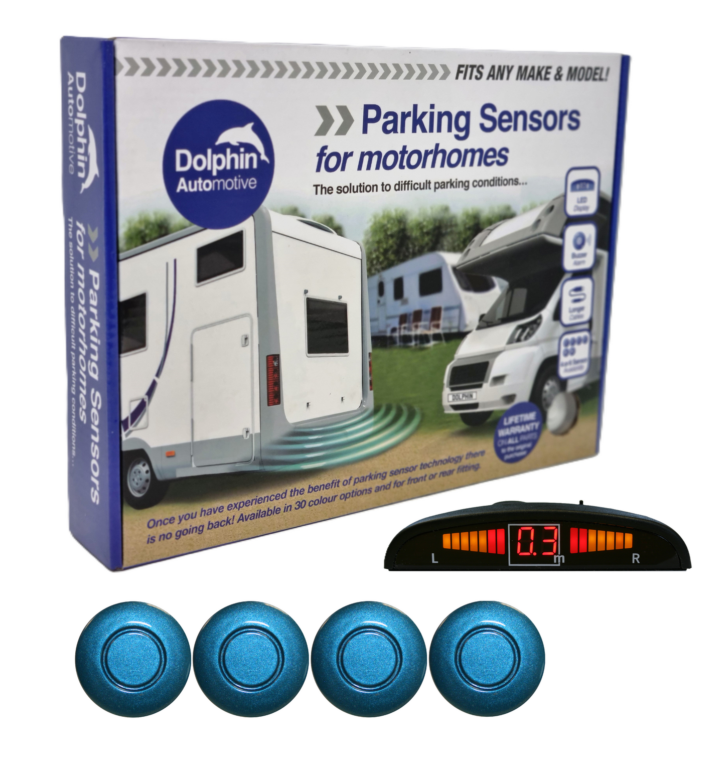 4 Reversing Sensors with Dashboard Display - For Motorhomes & Vans