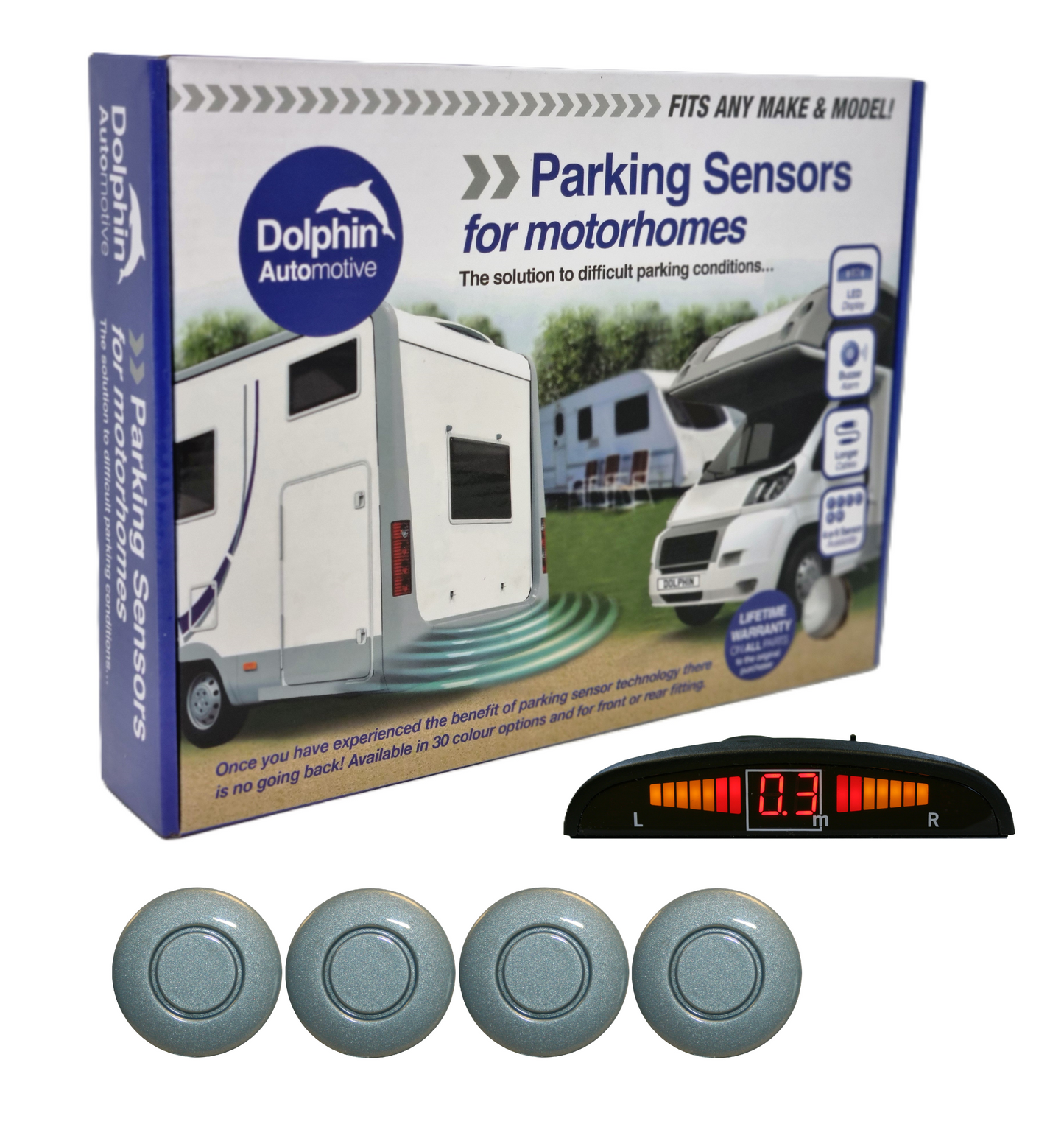 4 Reversing Sensors with Dashboard Display - For Motorhomes & Vans