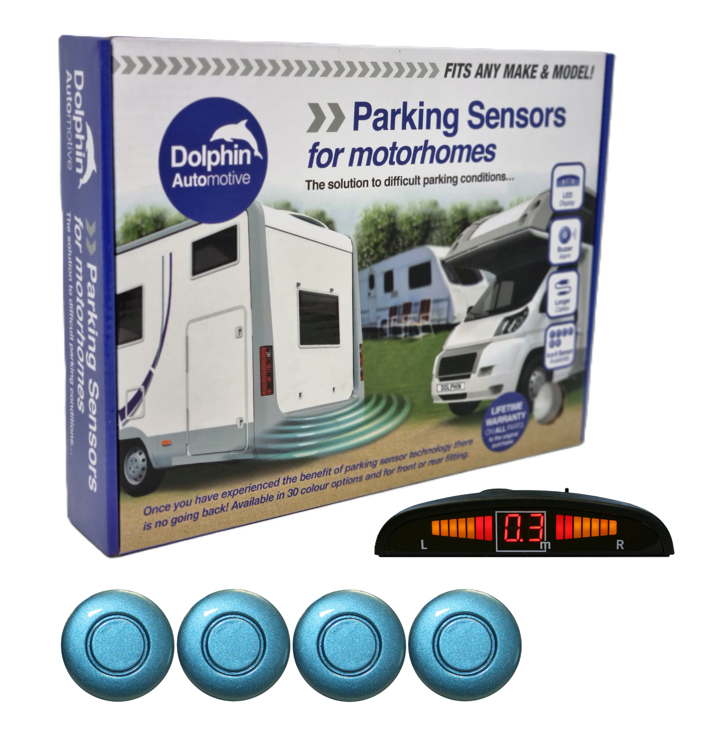 4 Reversing Sensors with Dashboard Display - For Motorhomes & Vans
