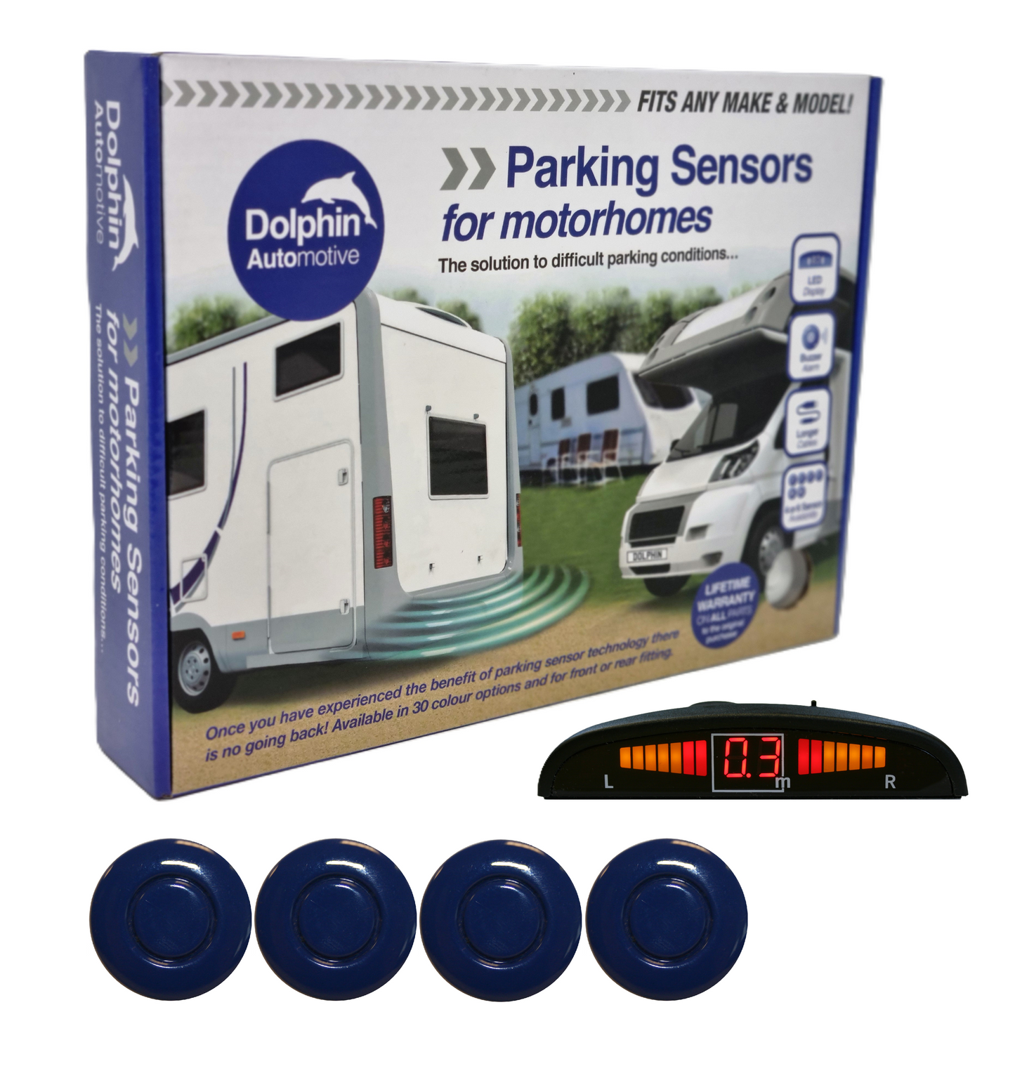 4 Reversing Sensors with Dashboard Display - For Motorhomes & Vans