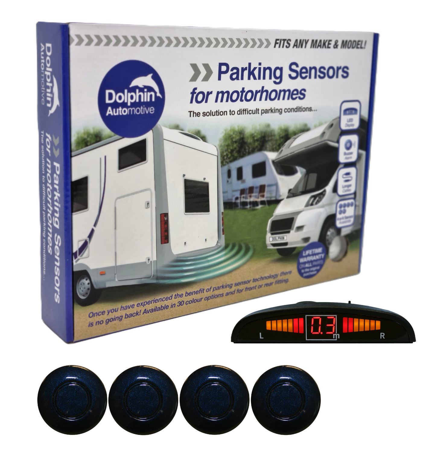 4 Reversing Sensors with Dashboard Display - For Motorhomes & Vans