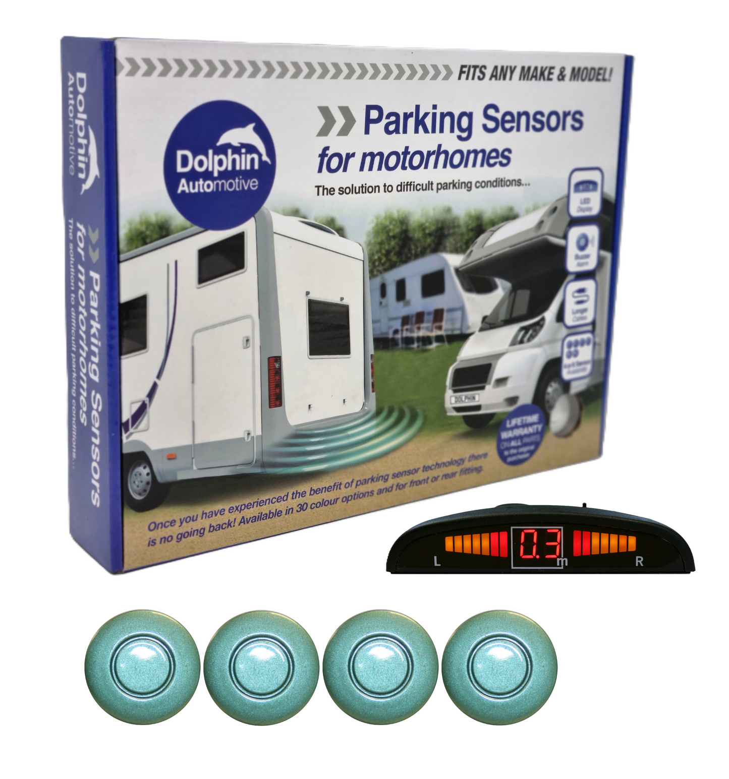 4 Reversing Sensors with Dashboard Display - For Motorhomes & Vans