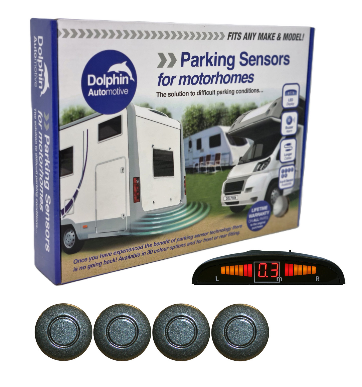 4 Reversing Sensors with Dashboard Display - For Motorhomes & Vans