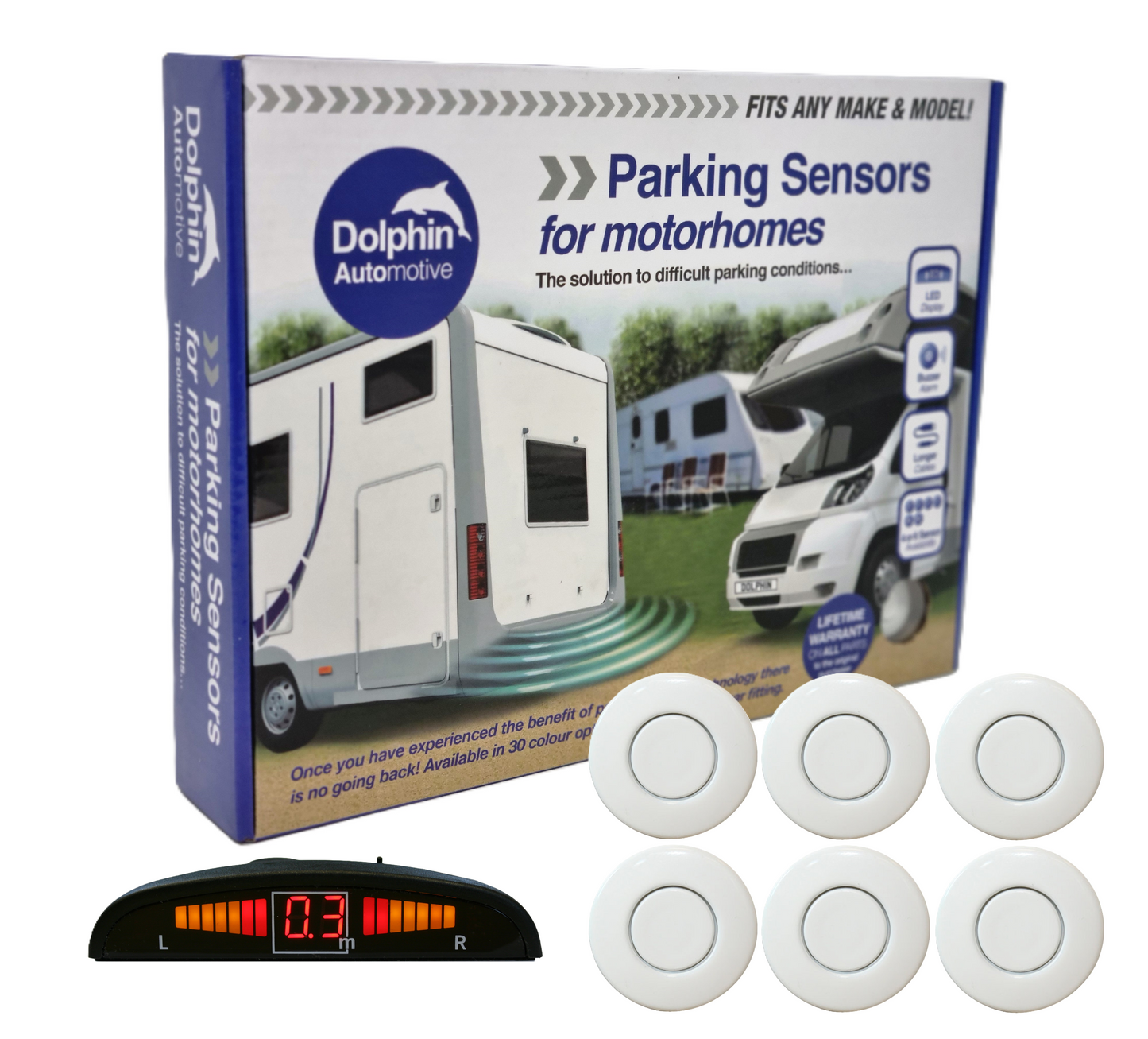 6 Reversing Sensors with Dashboard Display - For Motorhomes & Vans