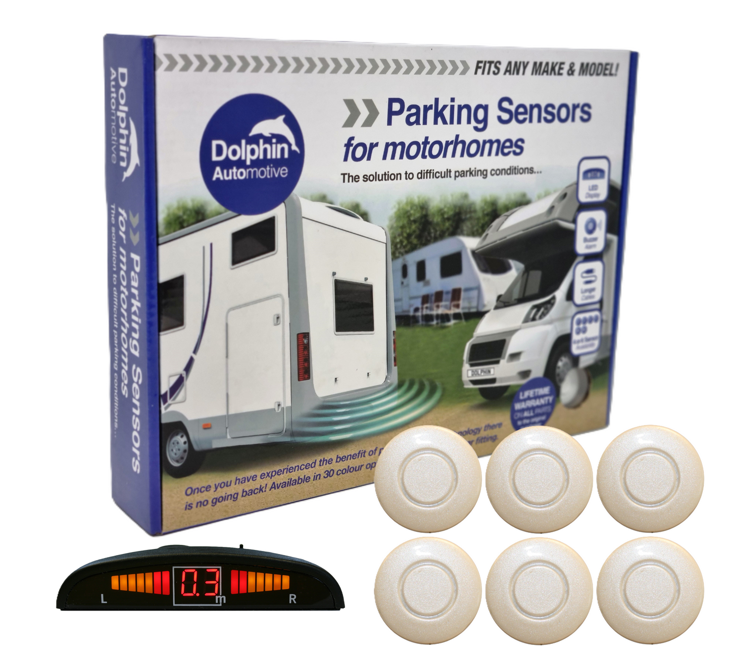 6 Reversing Sensors with Dashboard Display - For Motorhomes & Vans