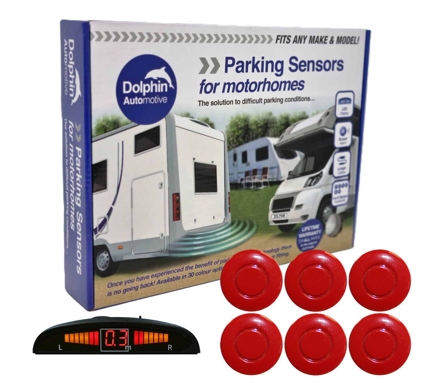6 Reversing Sensors with Dashboard Display - For Motorhomes & Vans