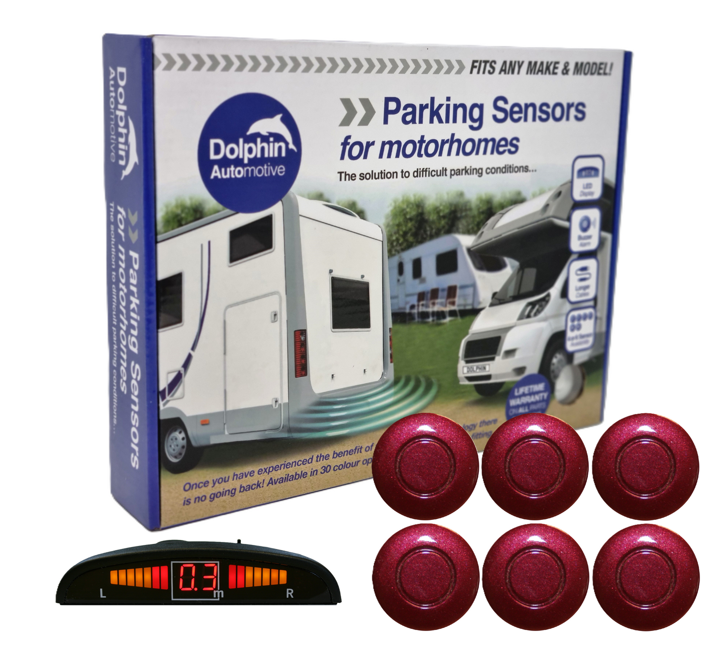6 Reversing Sensors with Dashboard Display - For Motorhomes & Vans
