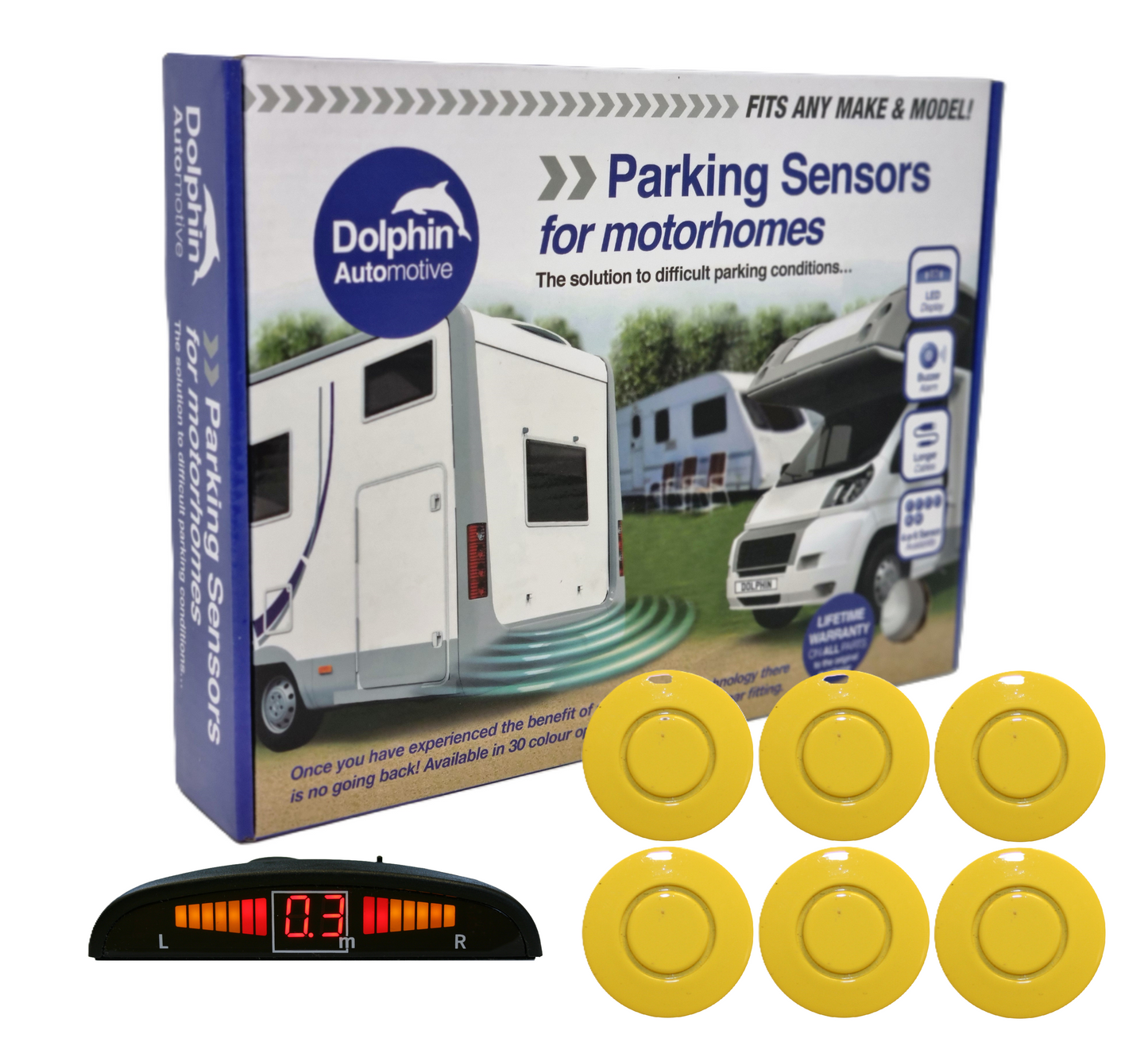 6 Reversing Sensors with Dashboard Display - For Motorhomes & Vans