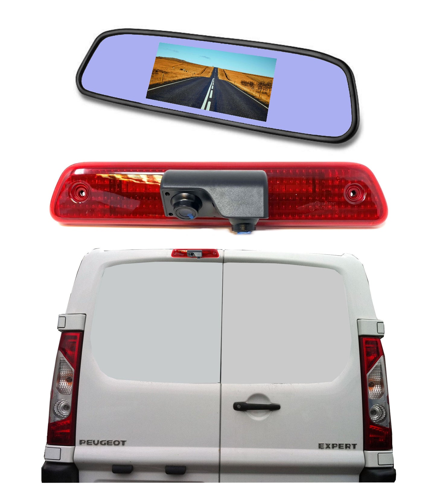Dual/Twin Rear Brake Light Cameras for Peugeot Expert from 2007 to 2016