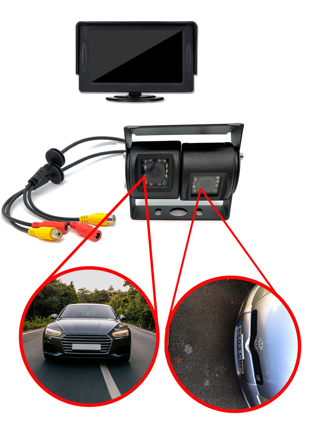 Twin/Dual Van/Motorhome Camera Bracket Mount - Black