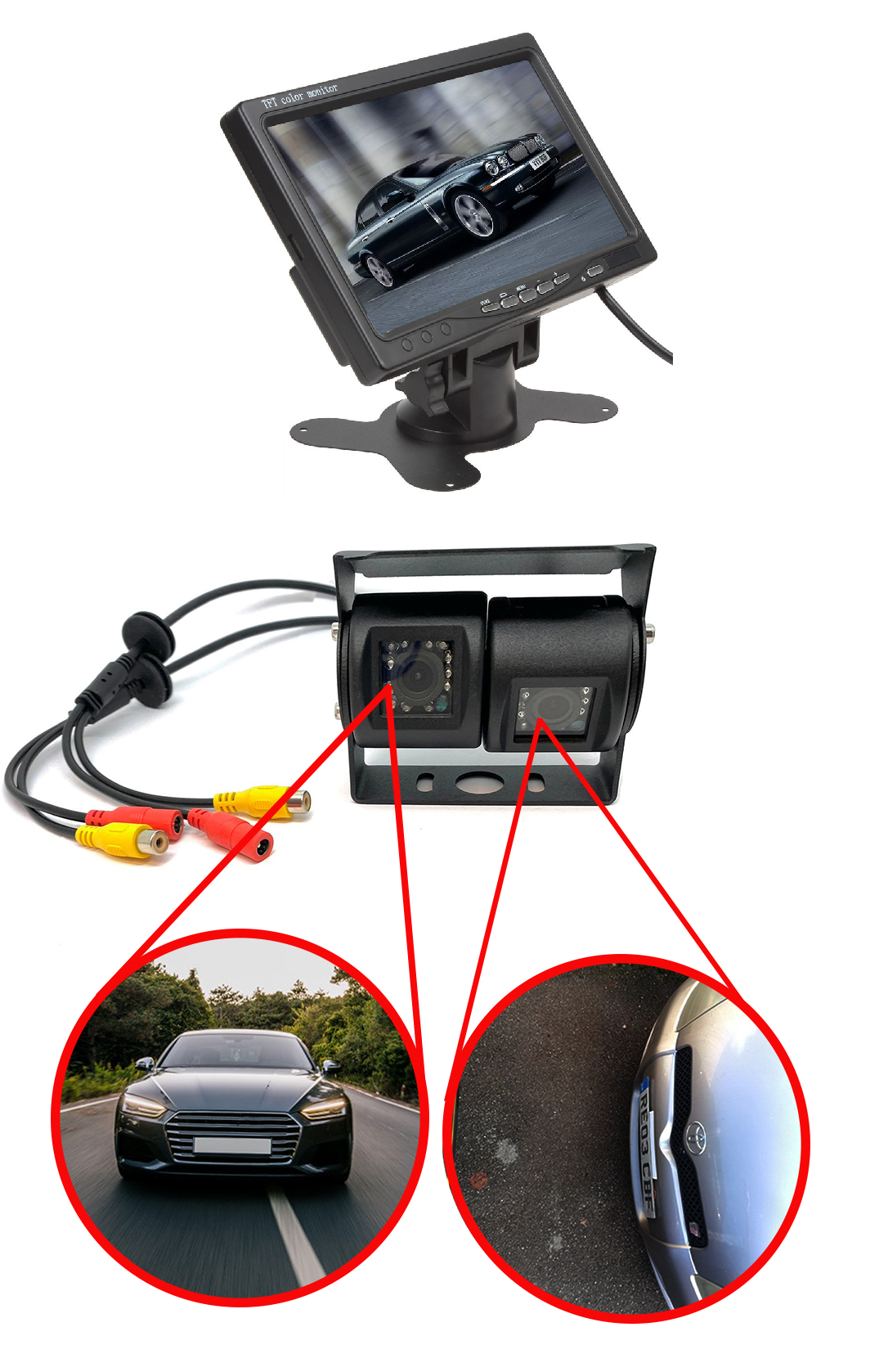 Twin/Dual Van/Motorhome Camera Bracket Mount - Black