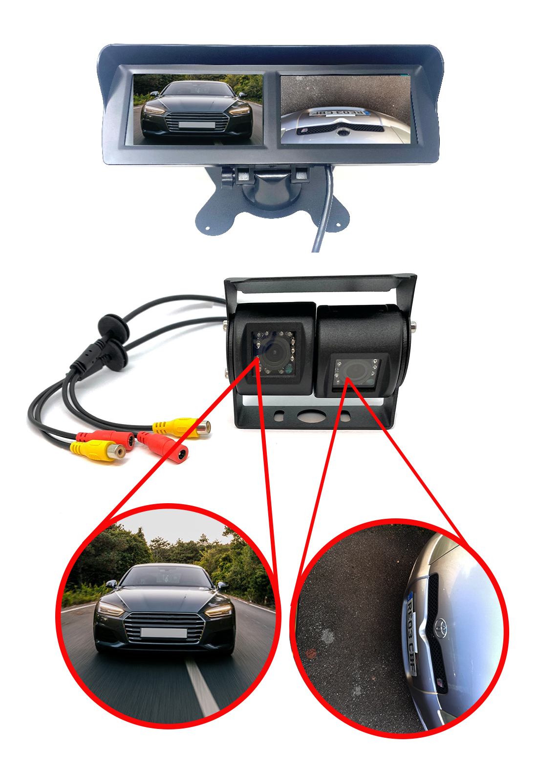 Twin/Dual Van/Motorhome Camera Bracket Mount - Black