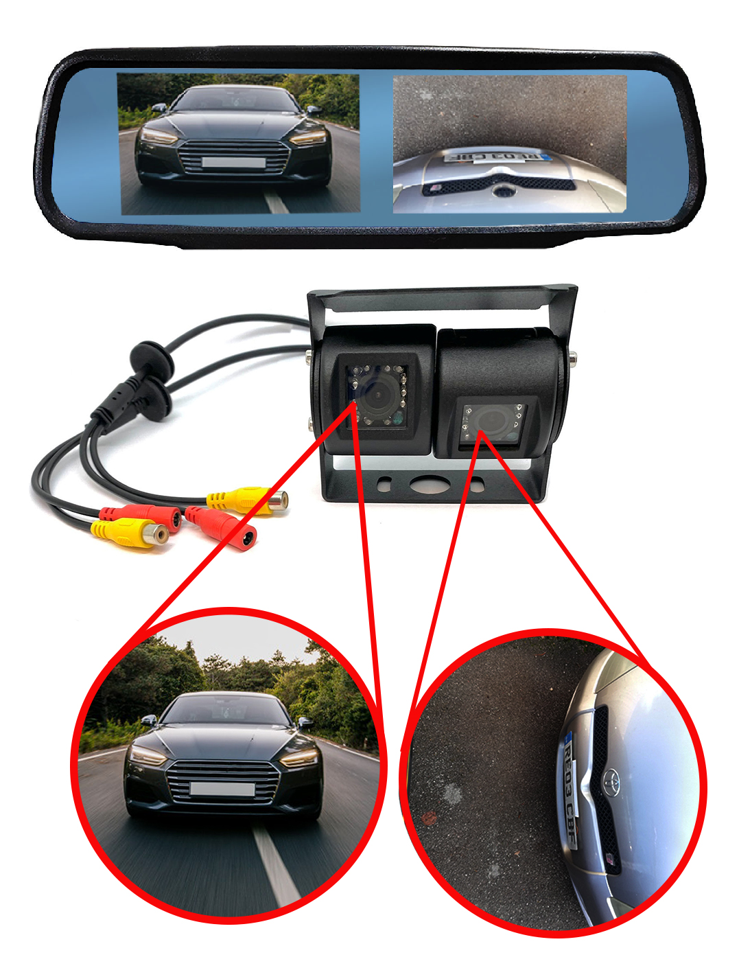 Twin/Dual Van/Motorhome Camera Bracket Mount - Black