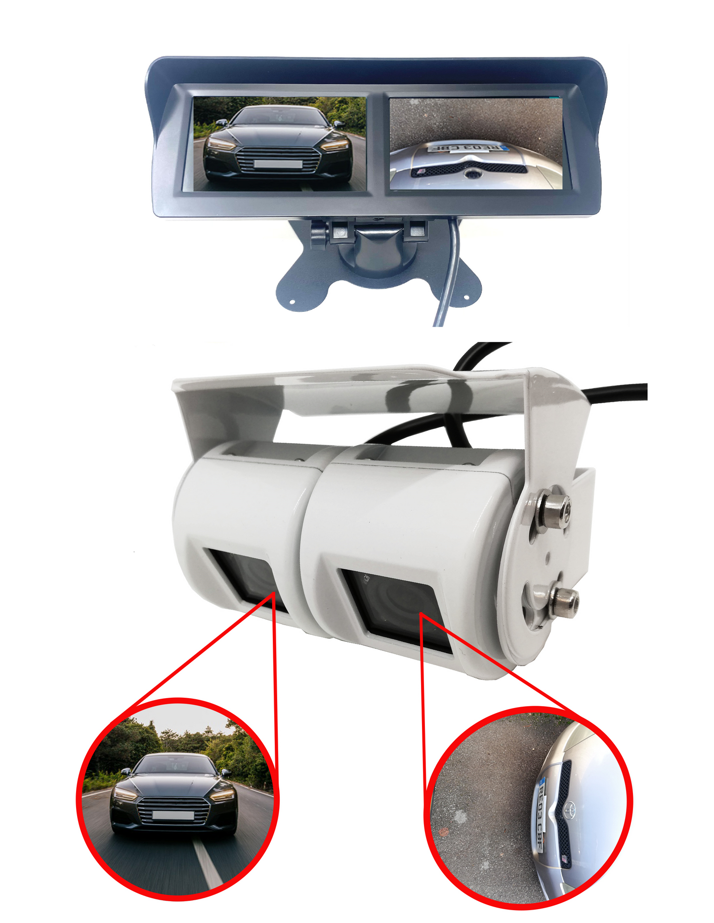 Twin/Dual Van/Motorhome Camera Bracket Mount - White