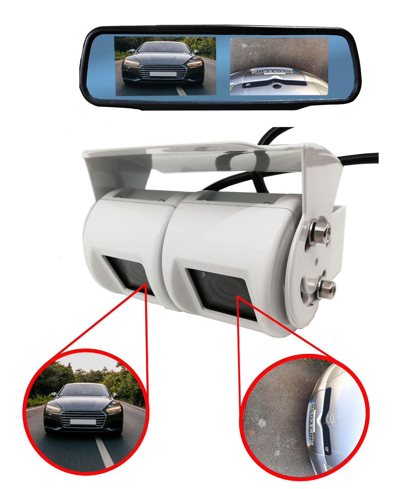 Twin/Dual Van/Motorhome Camera Bracket Mount - White