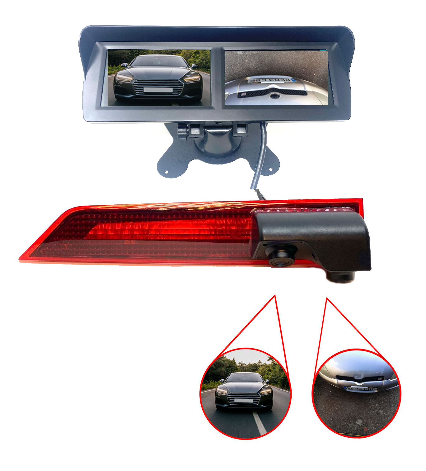 Dual/Twin Rear Brake Light Cameras for Ford Transit From 2012 - May 2016