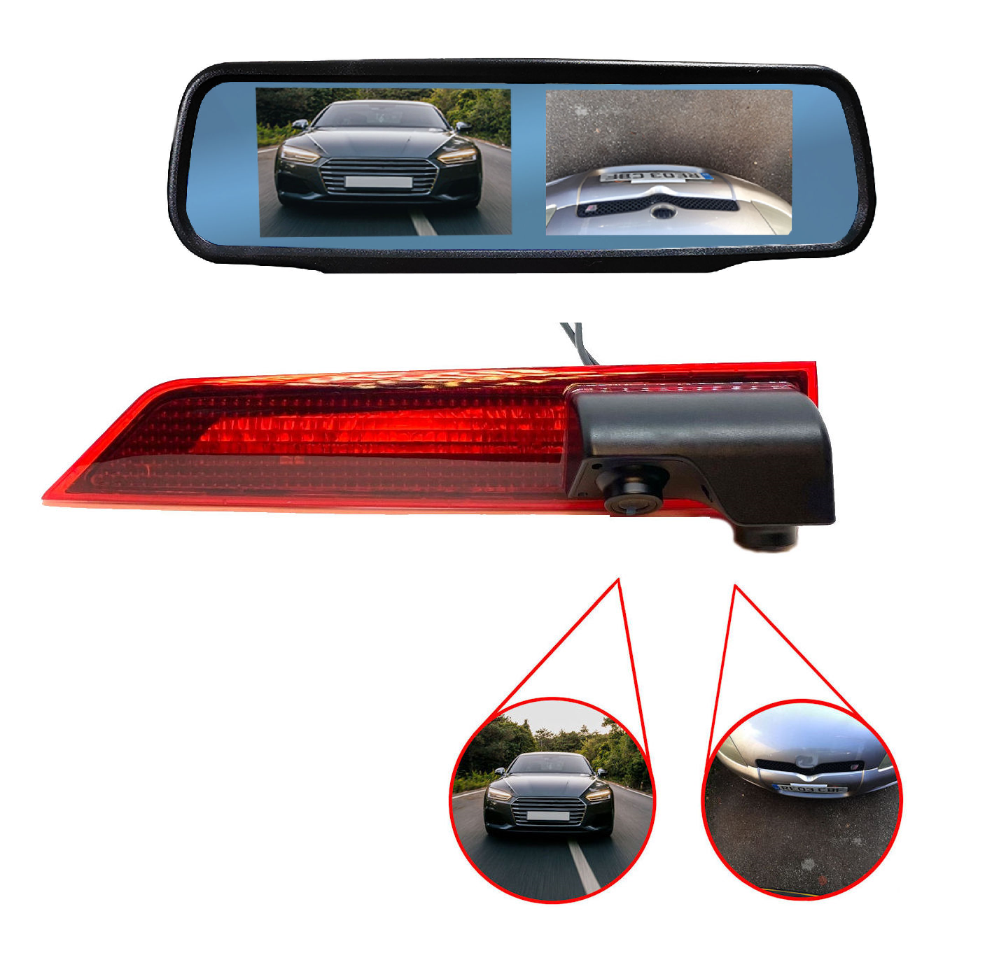 Dual/Twin Rear Brake Light Cameras for Ford Transit From 2012 - May 2016