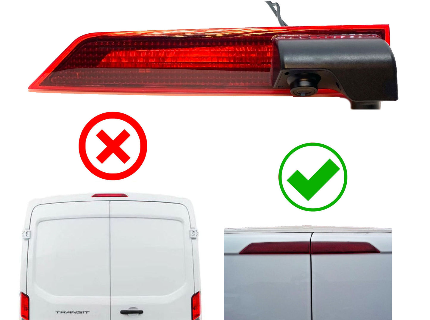 Dual/Twin Rear Brake Light Cameras for Ford Transit From 2012 - May 2016