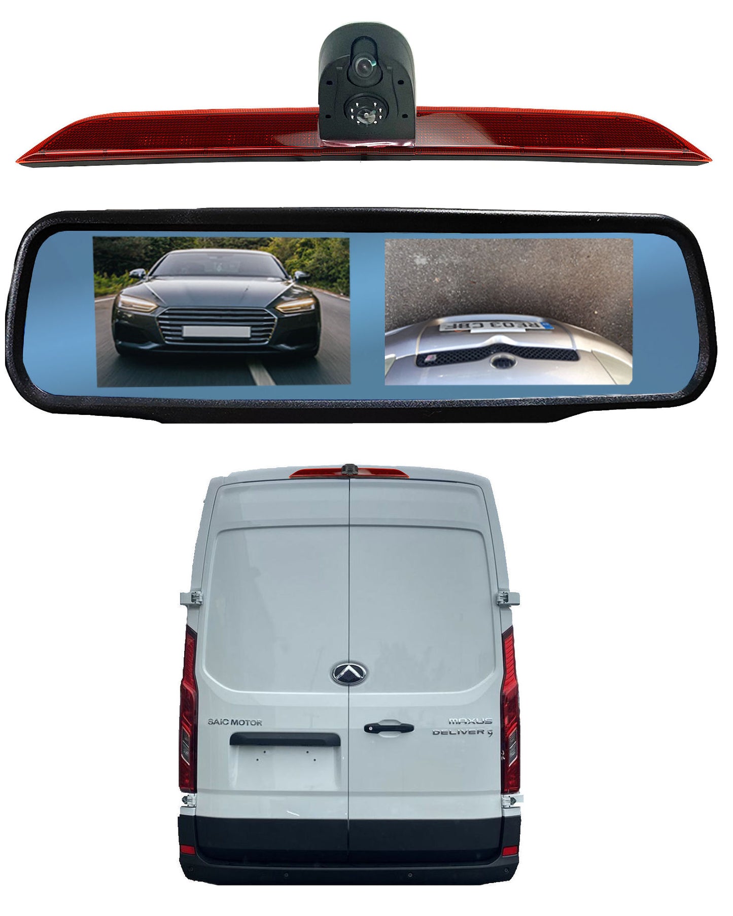 Dual/Twin Rear Brake Light Cameras for Maxus Deliver 9, Maxus V90 Vans Built From 2019 Onwards