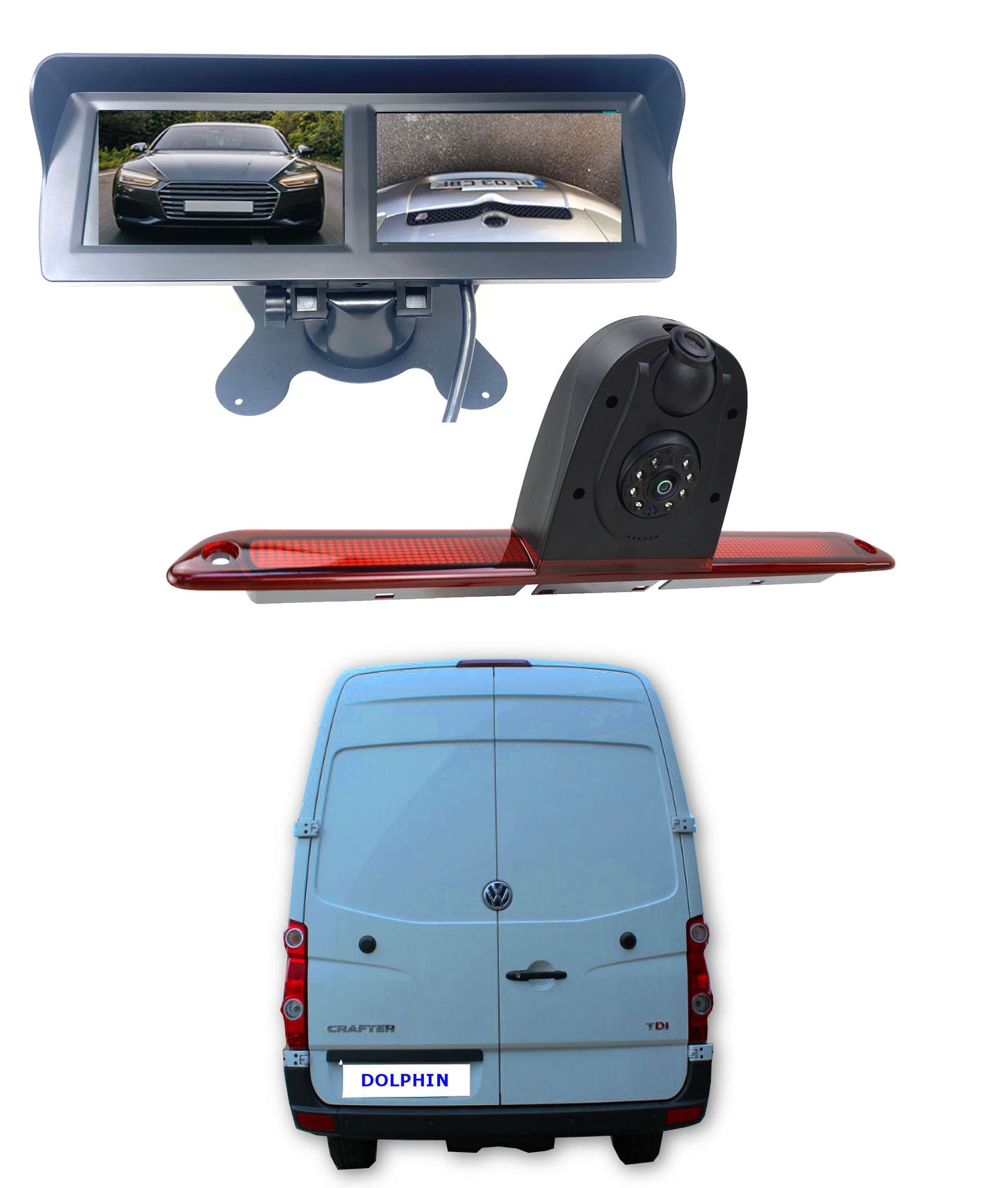 Dual/Twin Rear Brake Light Cameras for VW Crafter from 2007 to 2015