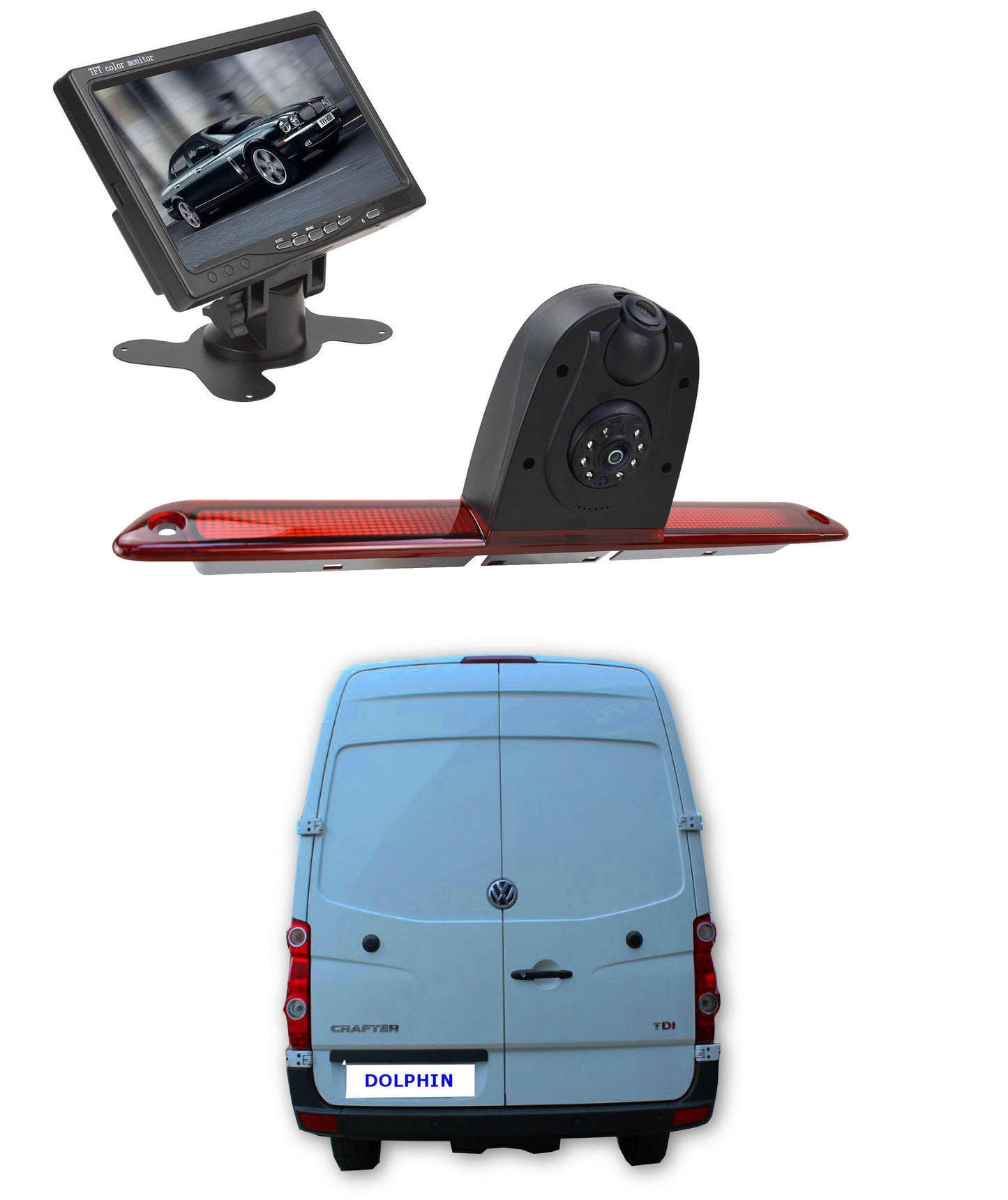 Dual/Twin Rear Brake Light Cameras for VW Crafter from 2007 to 2015