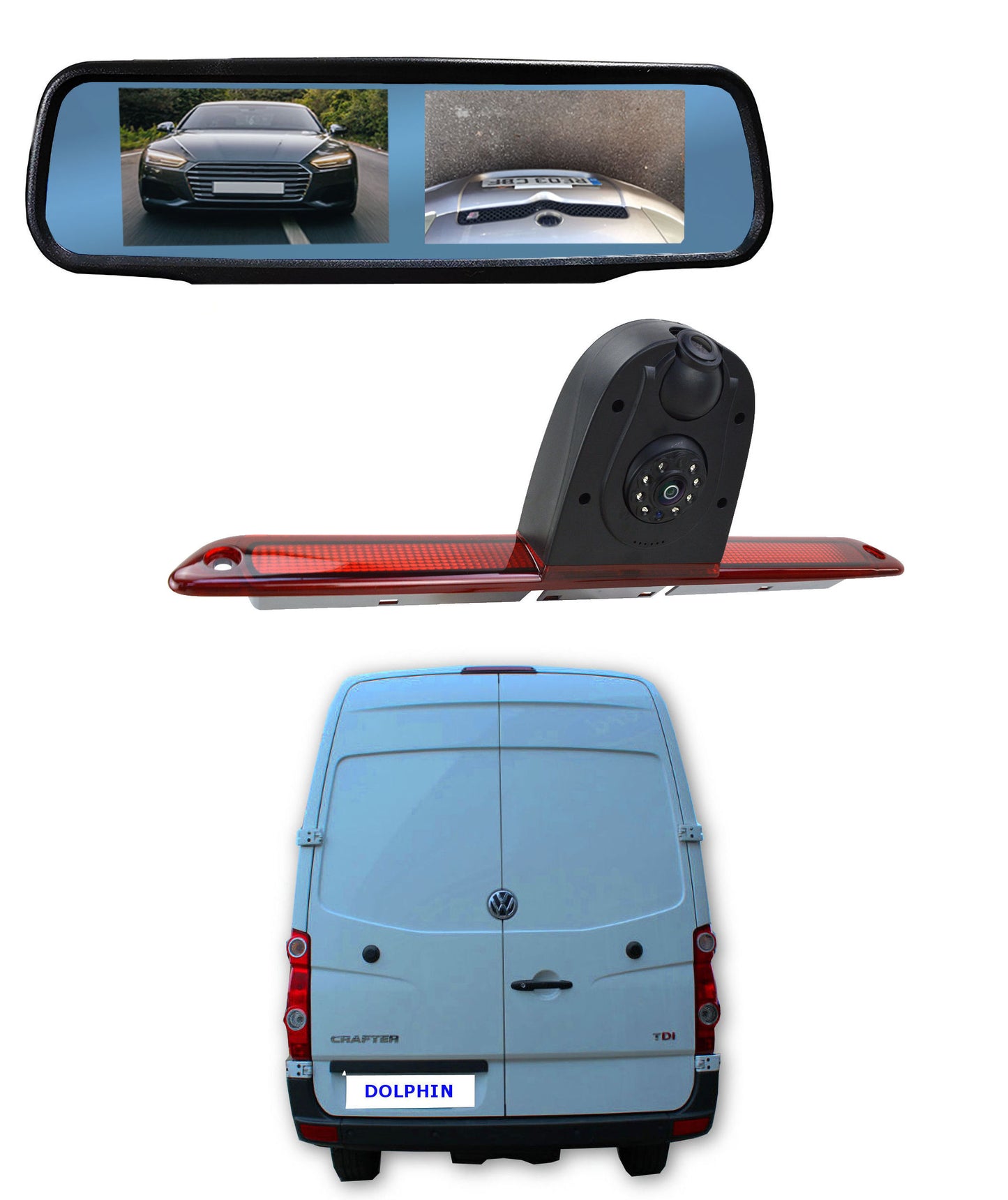 Dual/Twin Rear Brake Light Cameras for VW Crafter from 2007 to 2015