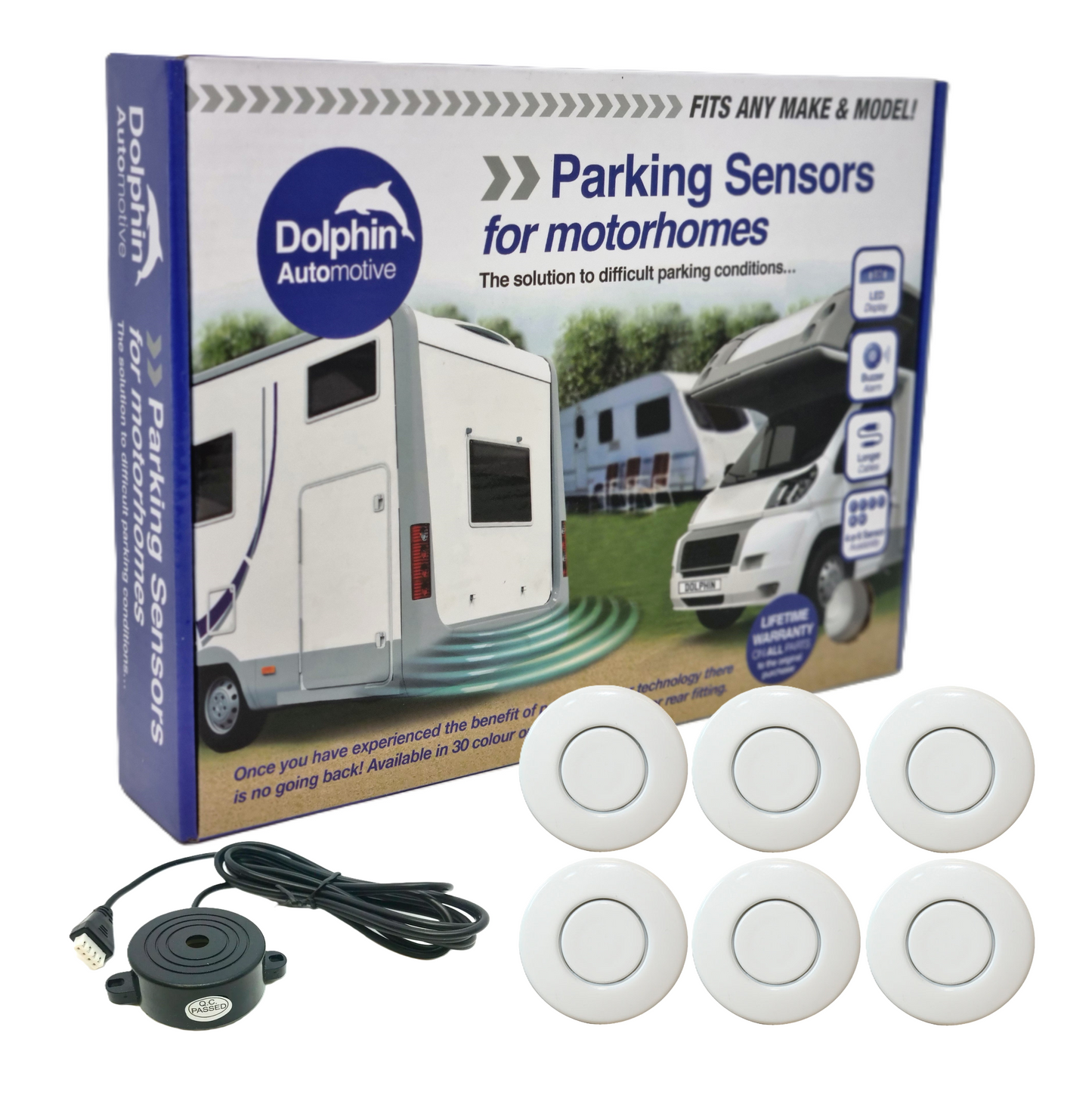 6 Reversing Sensors with Audio Beep Alerts - For Motorhomes & Vans
